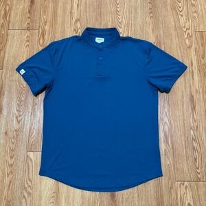Mantra Men's Henley Shirt Medium Performance Golf Blue Short Sleeve